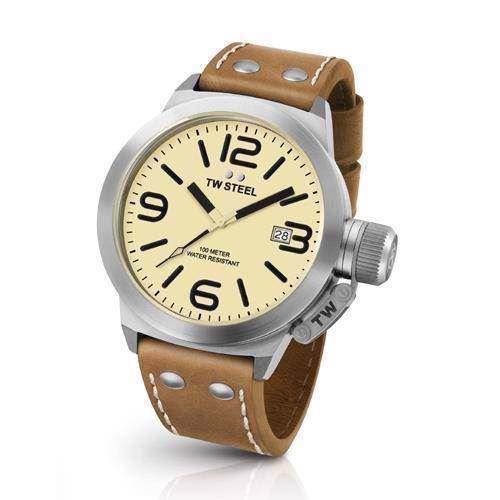 Image of TW Steel 50 mm cream Quartz Herre ur, model CS12